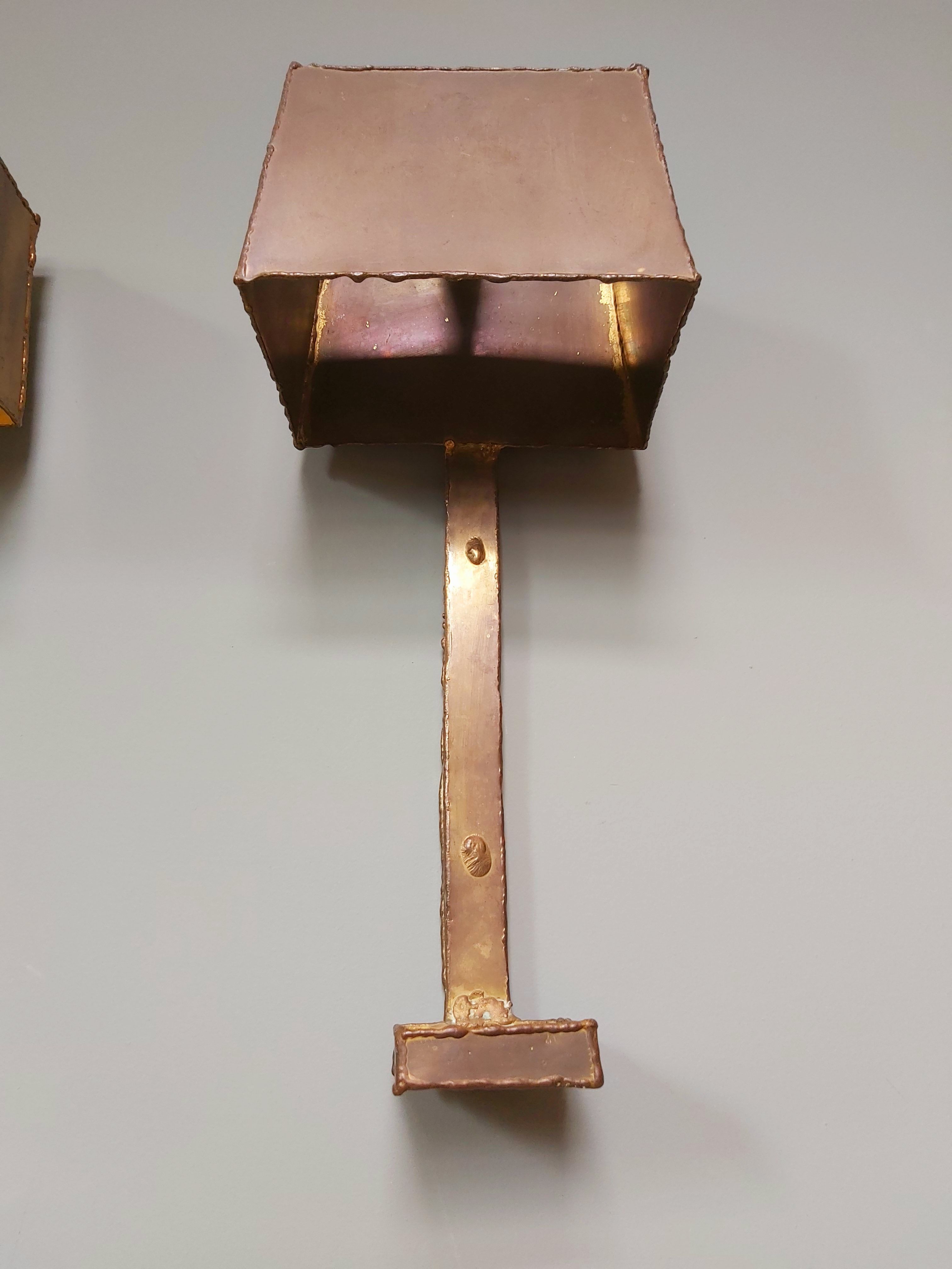 Pair of brass wall lamps, Paul Moerenhout, 70s