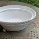 Charming Duck, slip, enameled ceramic terrine, white basket-shaped base and lid