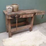 Old wooden workbench sidetable