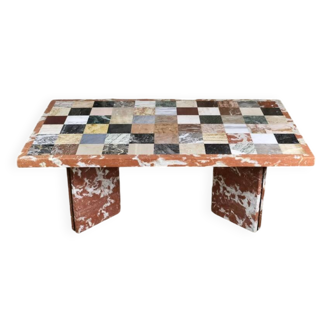 Table basse en marqueterie de marbres, France, 1970s