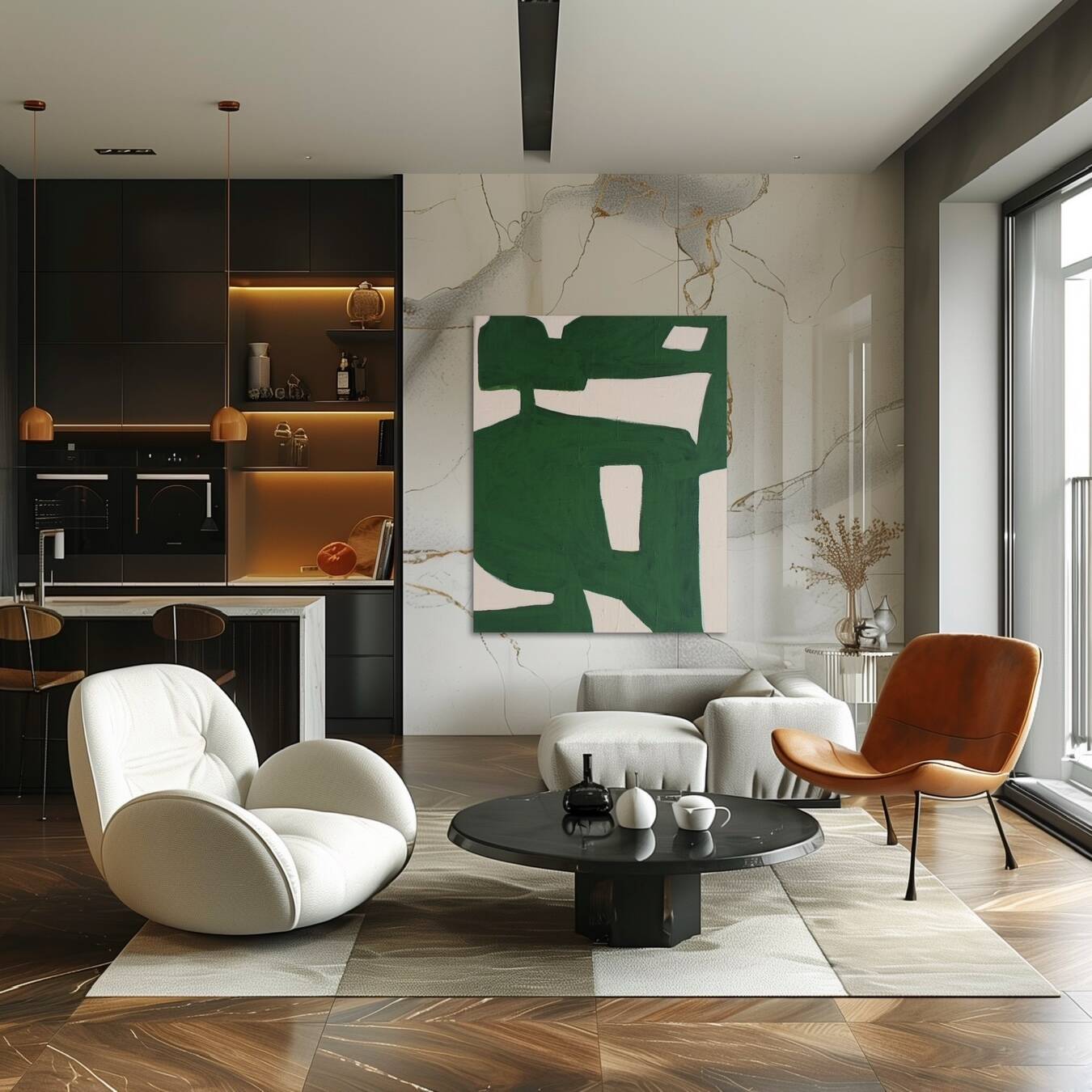 Peinture sur toile Organic vert