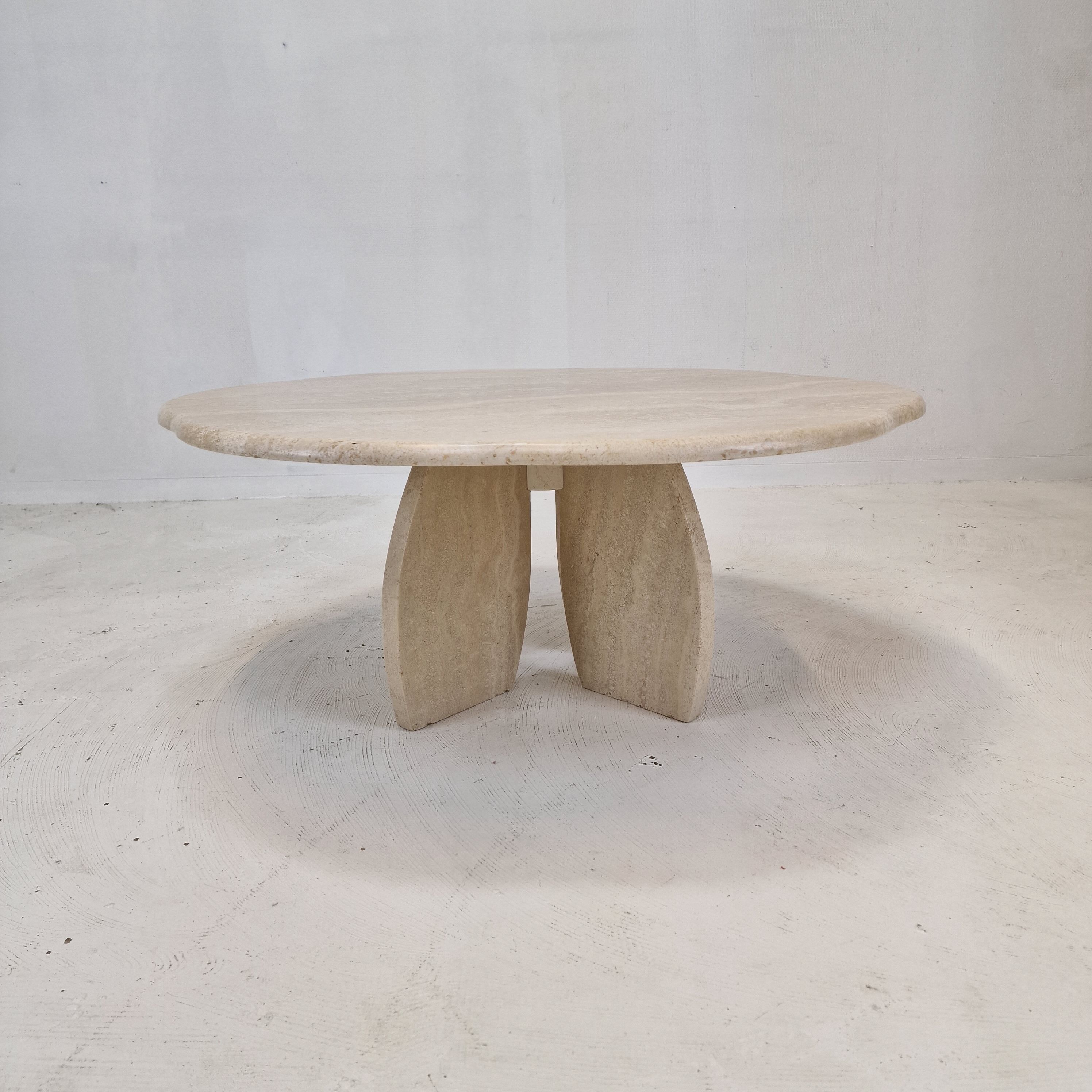 Italian travertine coffee table, 1980s