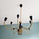 Spider chandelier in brass and black lacquered metal Italian design 1950s