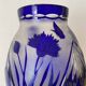 Cobalt blue double crystal vase signed G. Raspiller