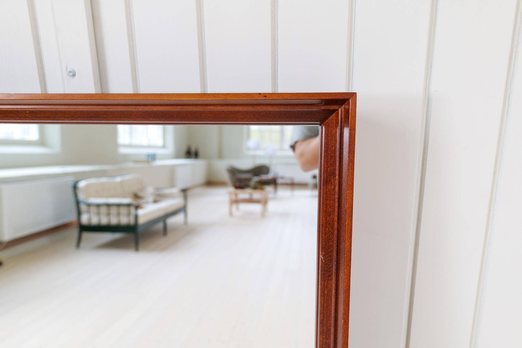 Mid-century modern walnut mirror, Sweden, 1960s