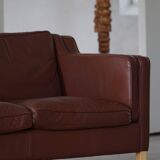 Stouby Møbelfabrik, two-seater sofa in mid-century style in brown leather, 1970s.