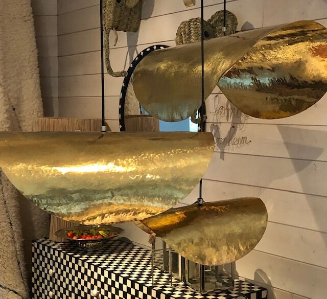 Brass dish luminaire