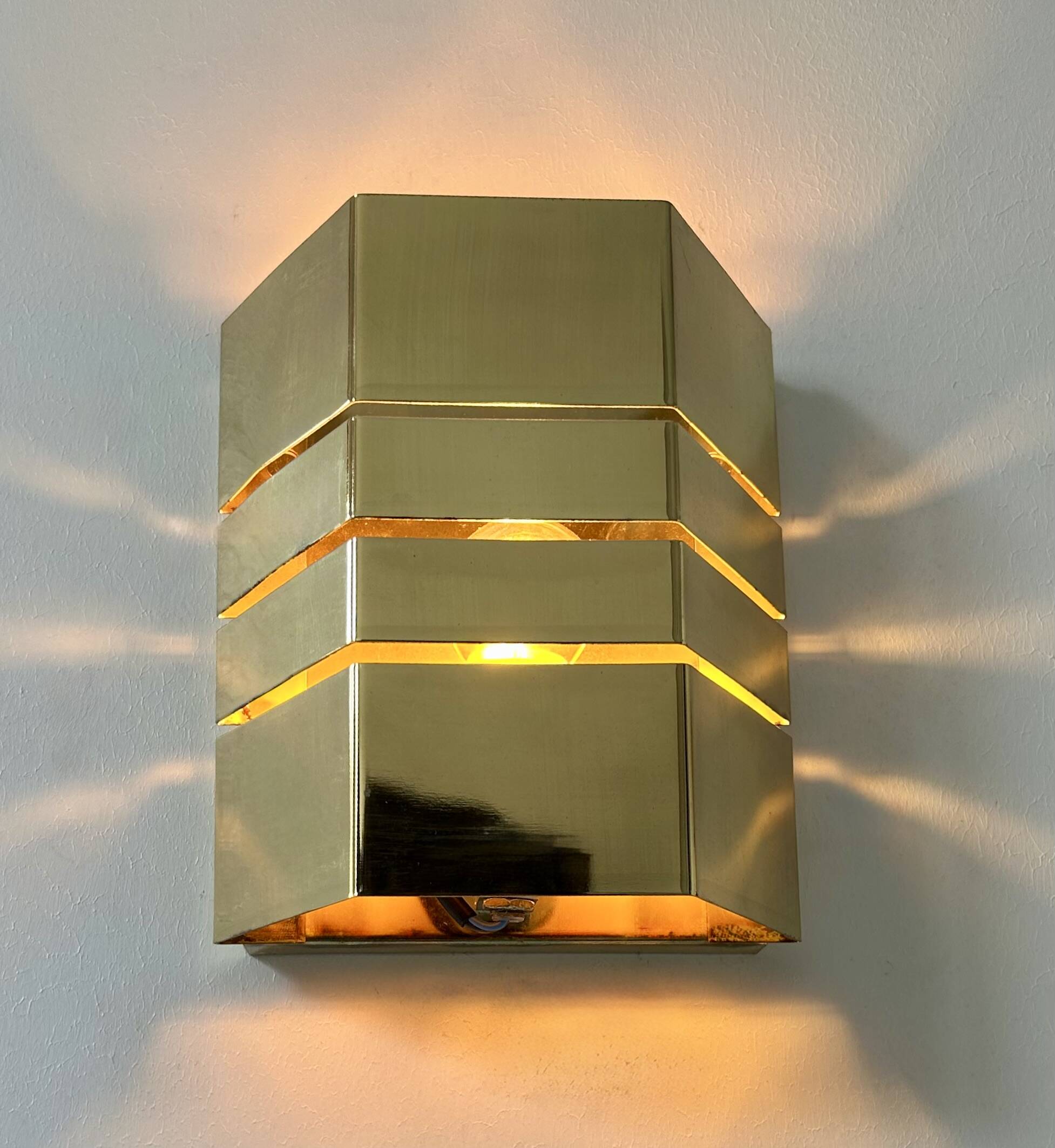 Pair of vintage brass wall lights, France 1970s