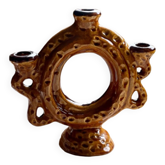 Ceramic candlestick / candelabra from the Menton potter