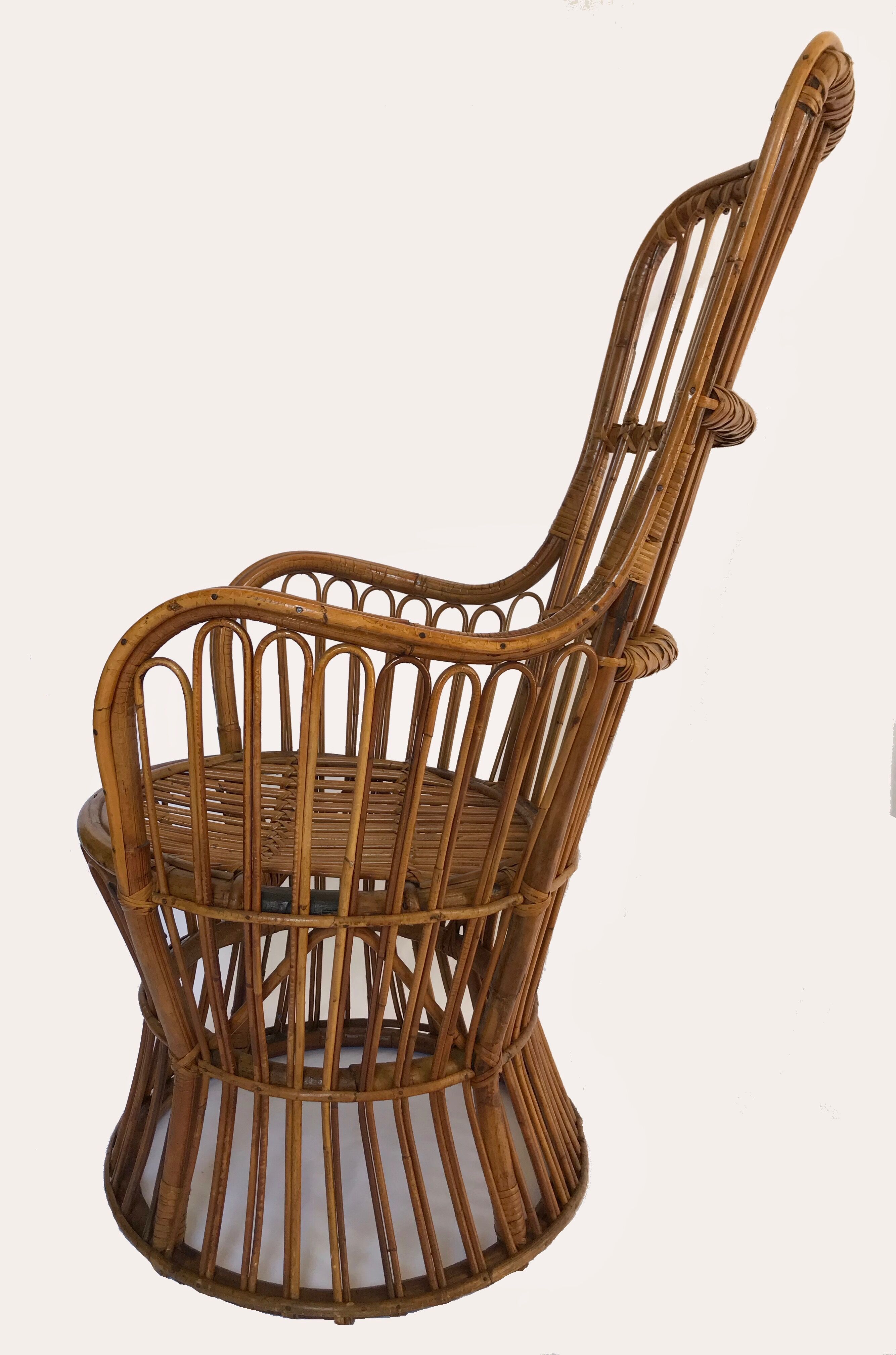 Rattan chair by Dal Vera, Italy 1950