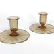 Pauly CVM - Bougeoirs en verre Art Nouveau Topaze et Or Murano Lily Pad des années 1920