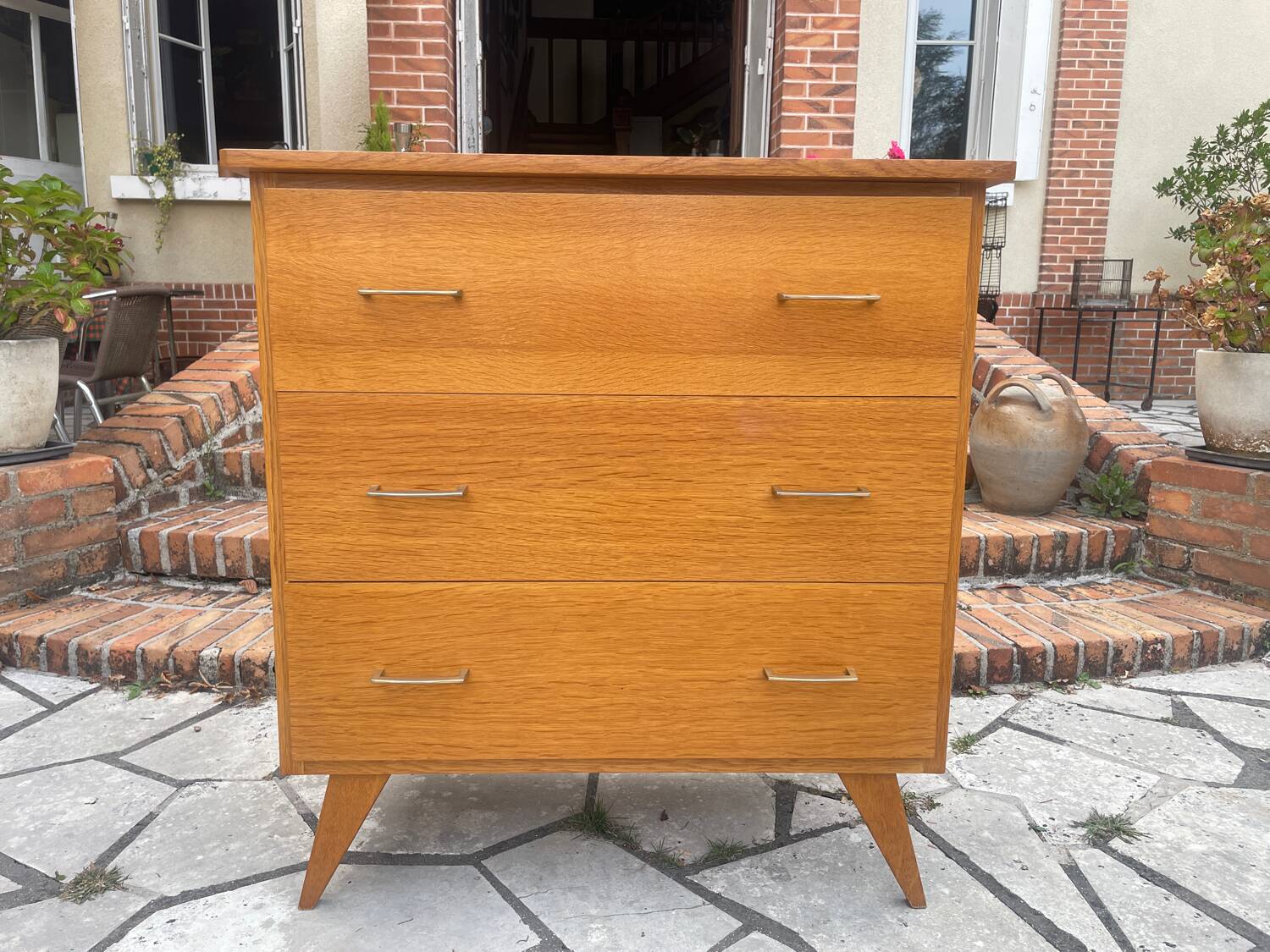 Vintage chest of drawers with compass feet