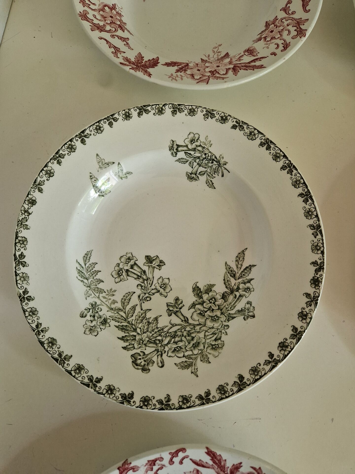 Set of 6 Deep Plates Saint Amand Terre De Fer Anemone Model Den