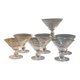 7 Art Deco crystal champagne coupes, grape clusters (+ 2 gifts)