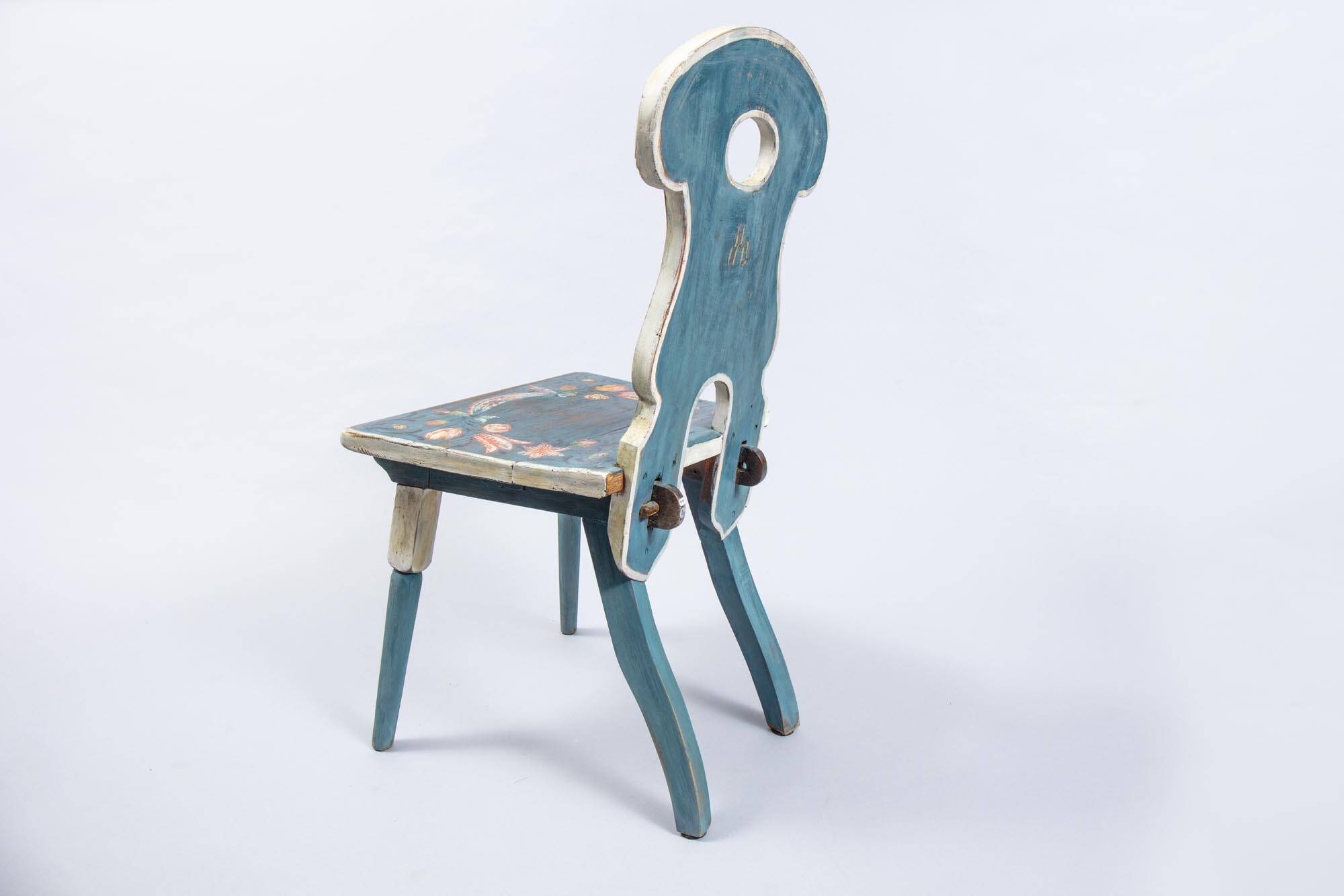 Chair with floral painting around 1900
