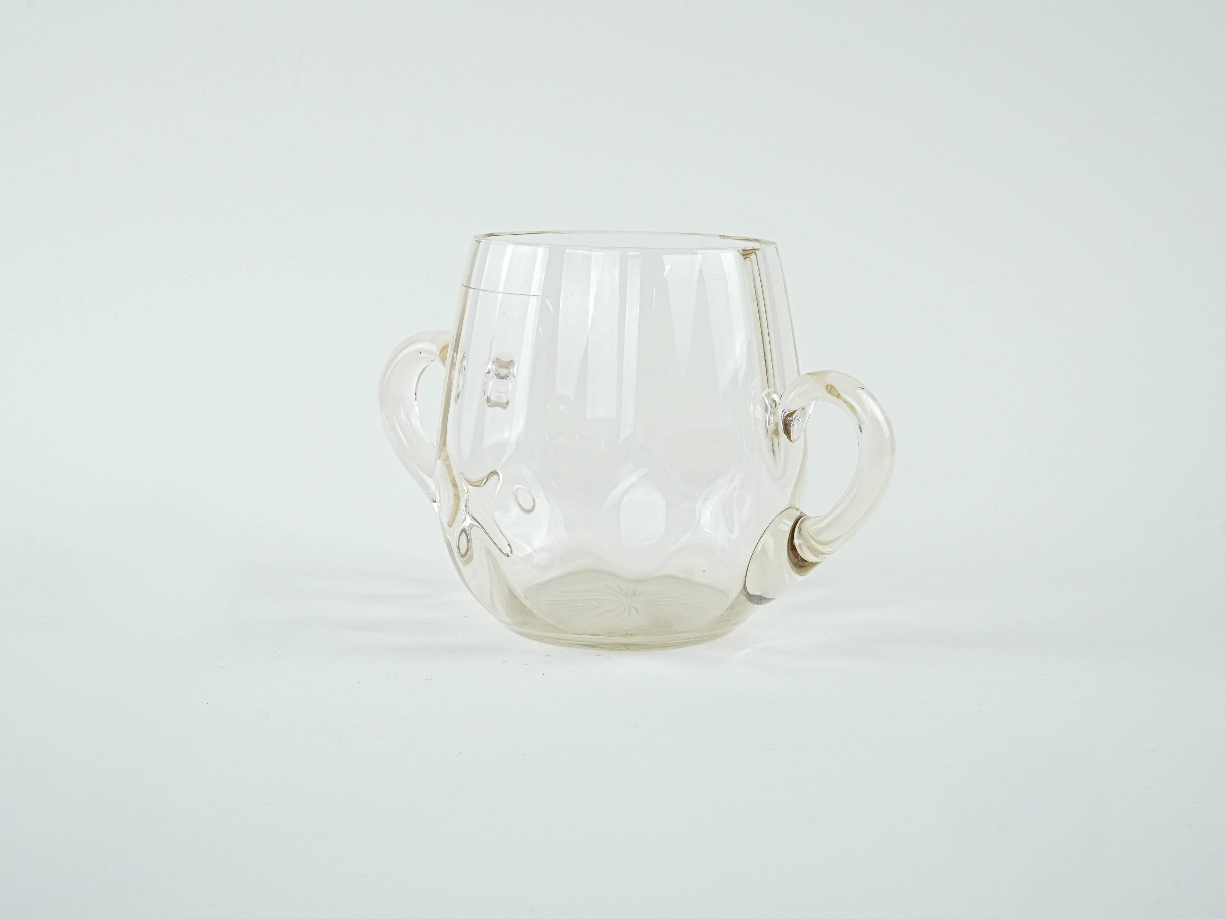 Glass ice bucket, Italian design, 1970s, made in Italy