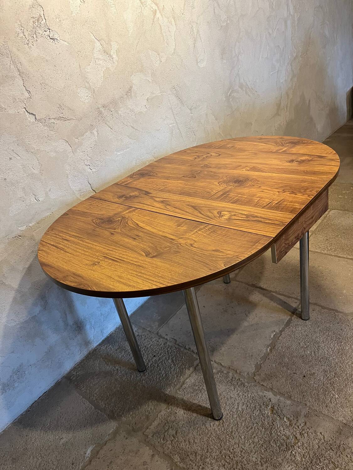 Vintage aluminum/wood table 1960/70