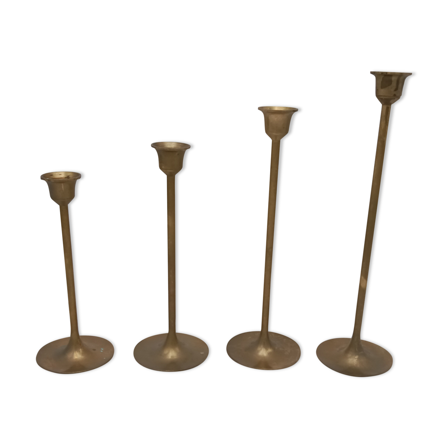 Series of 4 Scandinavian brass candle holders