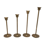Series of 4 Scandinavian brass candle holders