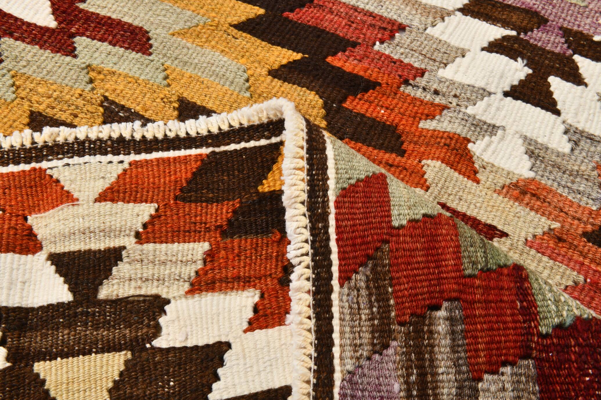 3x5 Green & Red Tribal Kilim Rug, 102x148Cm