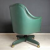 Mid-century green swivel office chair attributed to Umberto Mascagni, Italy, 1950s.