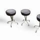 3 x stool / black top / chrome frame / 1970s  / Height 53 Depth 40 cm
