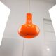 Mid-Century Italian Orange Glass and Brass Pendant Lamp