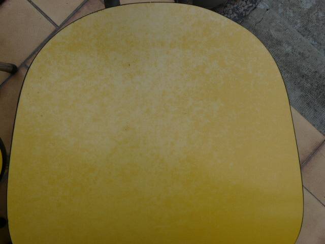 3 canary yellow formica chairs