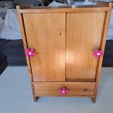 Pop doll toy wardrobe for children wooden furniture 1960 france for room decoration