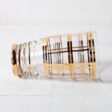 Mid-Century Italian Glass Pitcher & Six Glasses with Golden Details / Italy