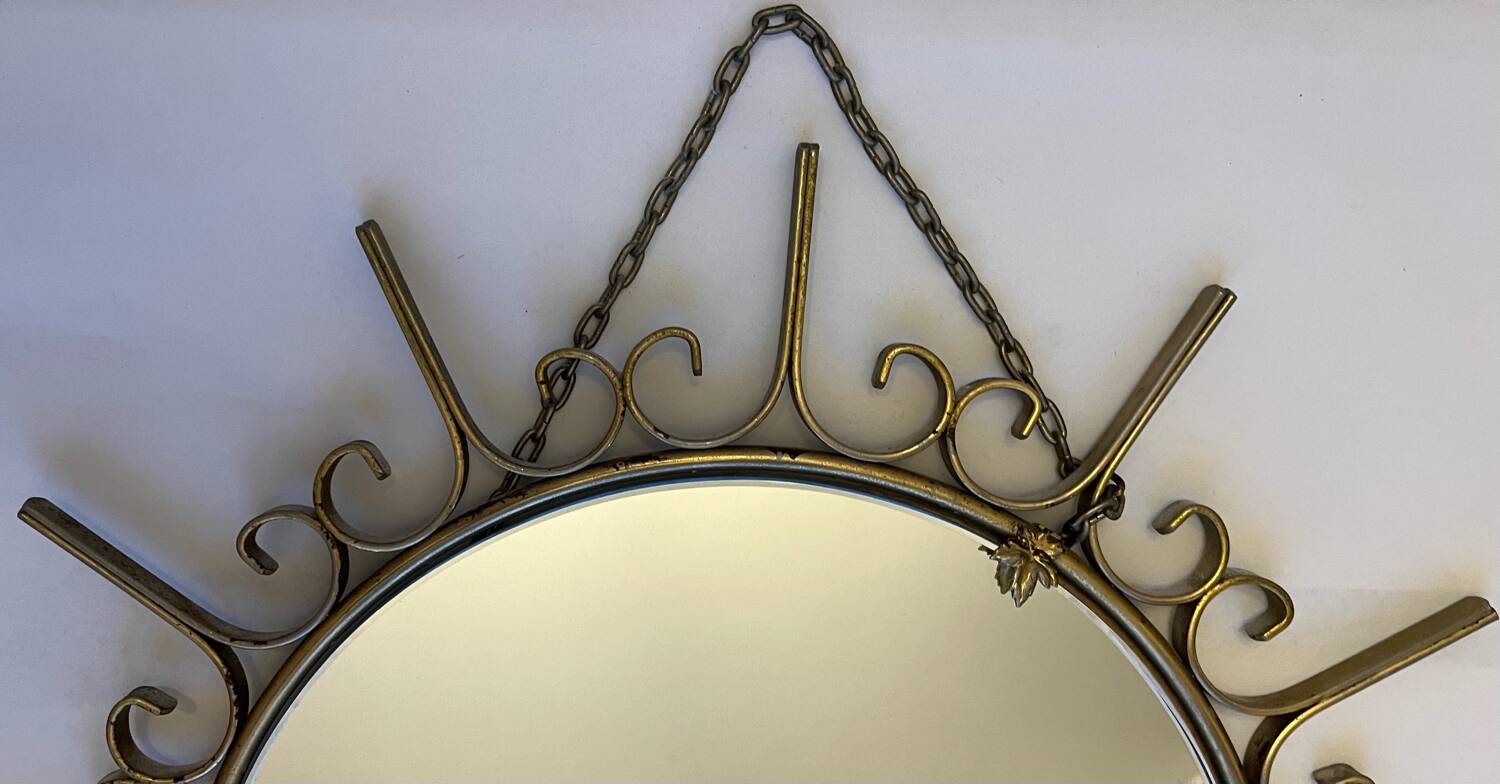 Gold metal sun mirror