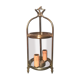 Lanterne cage deux feux verre cylindrique translucide et laiton à trois pieds - style classique