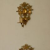 Pair of large Swedish brass wall sconces from the mid-century.