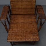 Rare Vintage Bauhaus Rattan & Bamboo Chair with Ottoman by Erich Dieckmann