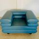 Chaise lounge suédoise vintage rétro en cuir turquoise
