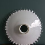 White opaline lampshade with transparent edge