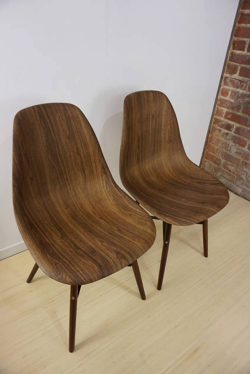 4 chairs in abs, wood and metal