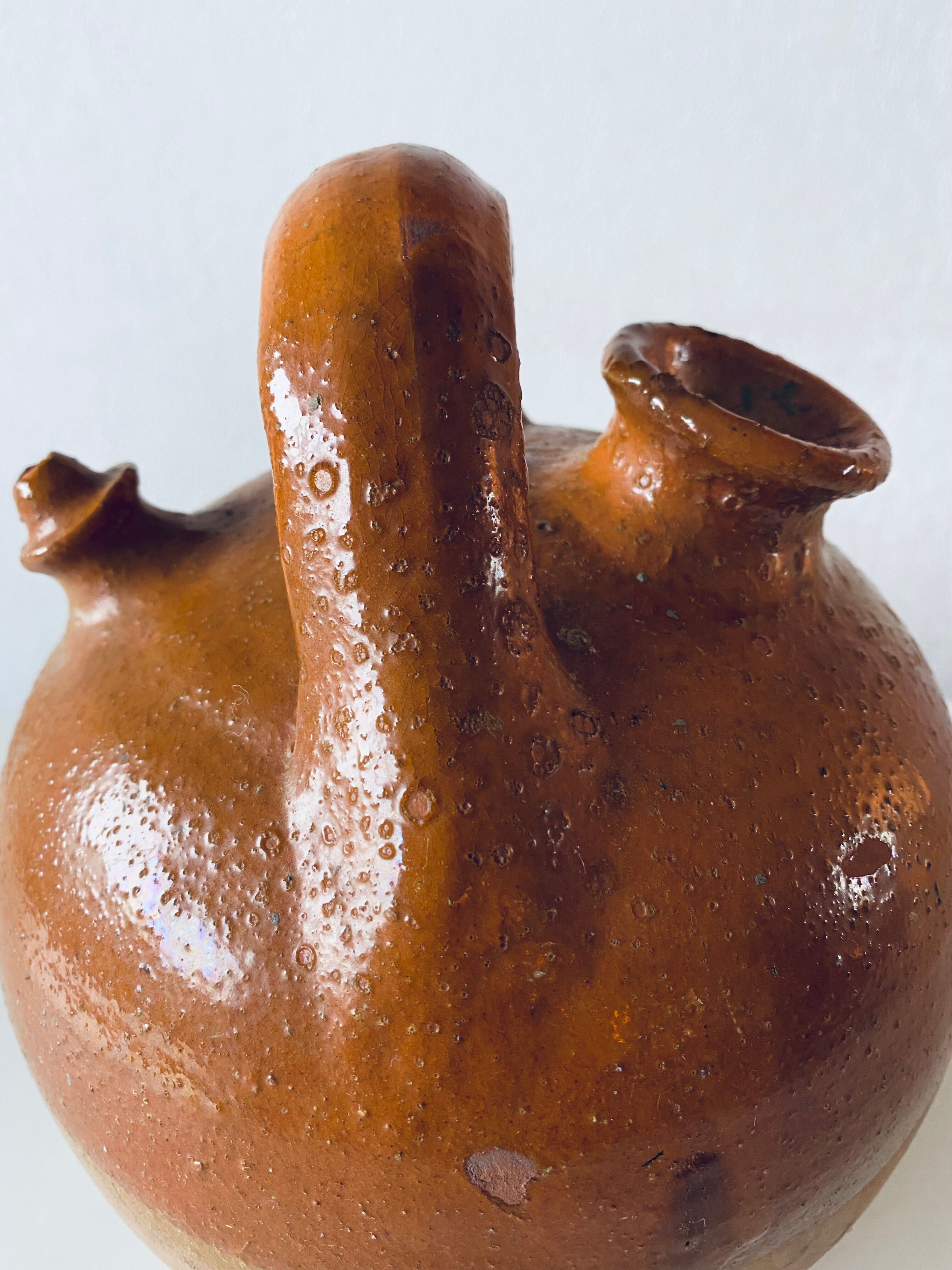 Old bohemian pottery, terracotta jug