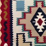 Vintage kilim 166x94 cm wool kelim rug red brown blue beige medium