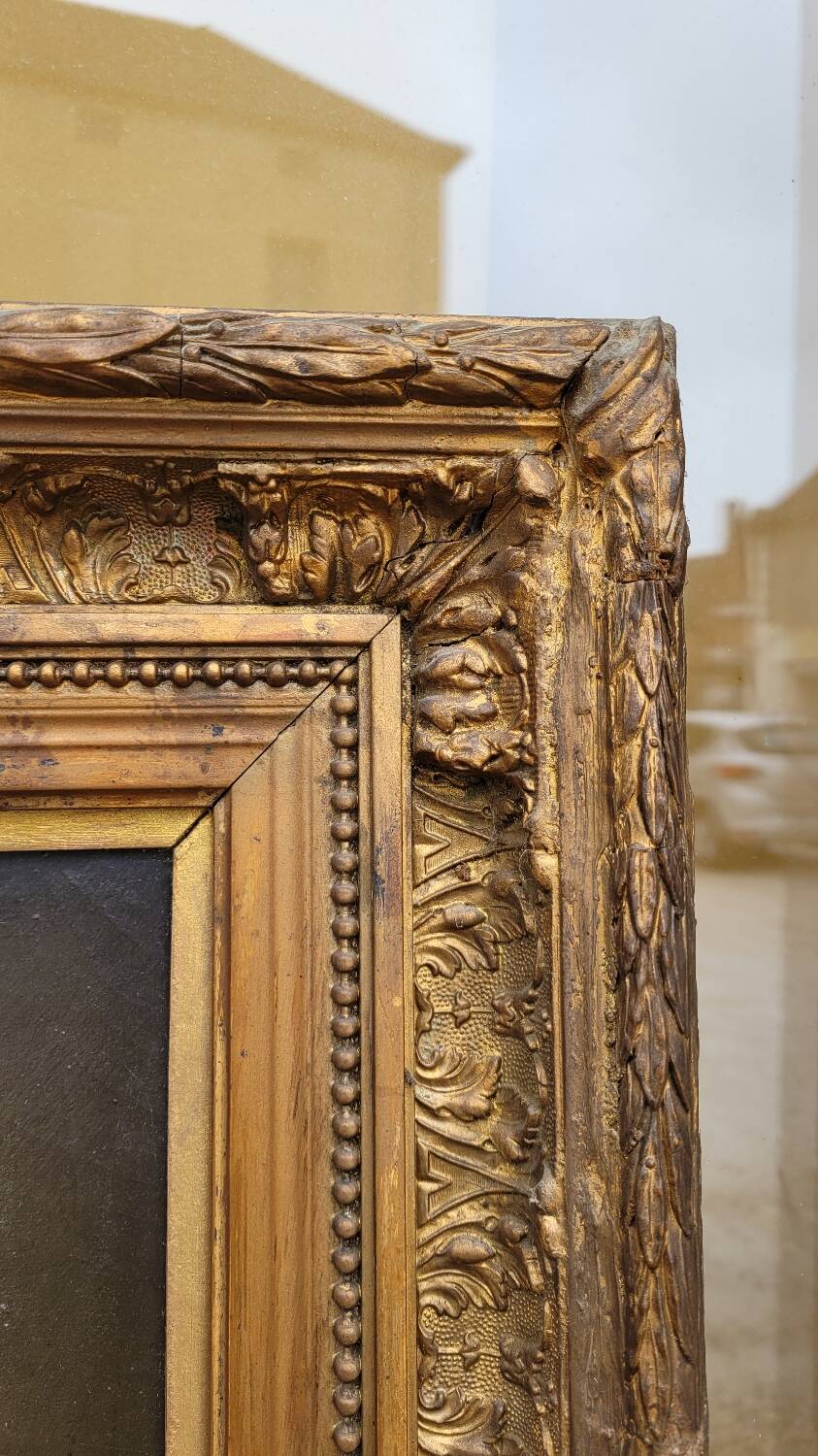 Oil on Canvas Portrait Painting of a Woman Framed 19th Century Signed