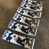 Set of 6 knife holders in asian porcelain