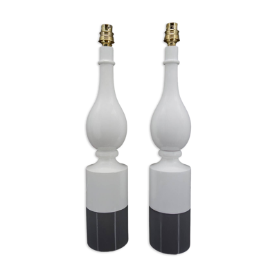 Paire de lampes blanches par Philippe Capelle, France, Circa 1970