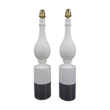 Pair of white lamps by Philippe Capelle, France, Circa 1970
