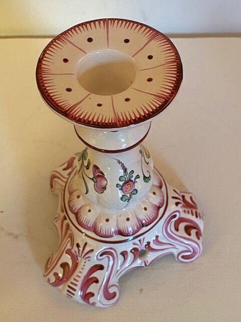 Lot of 2 candlesticks decor vieux strasbourg in earthenware