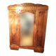 Art deco oak cabinet, 3 doors with beveled mirror
