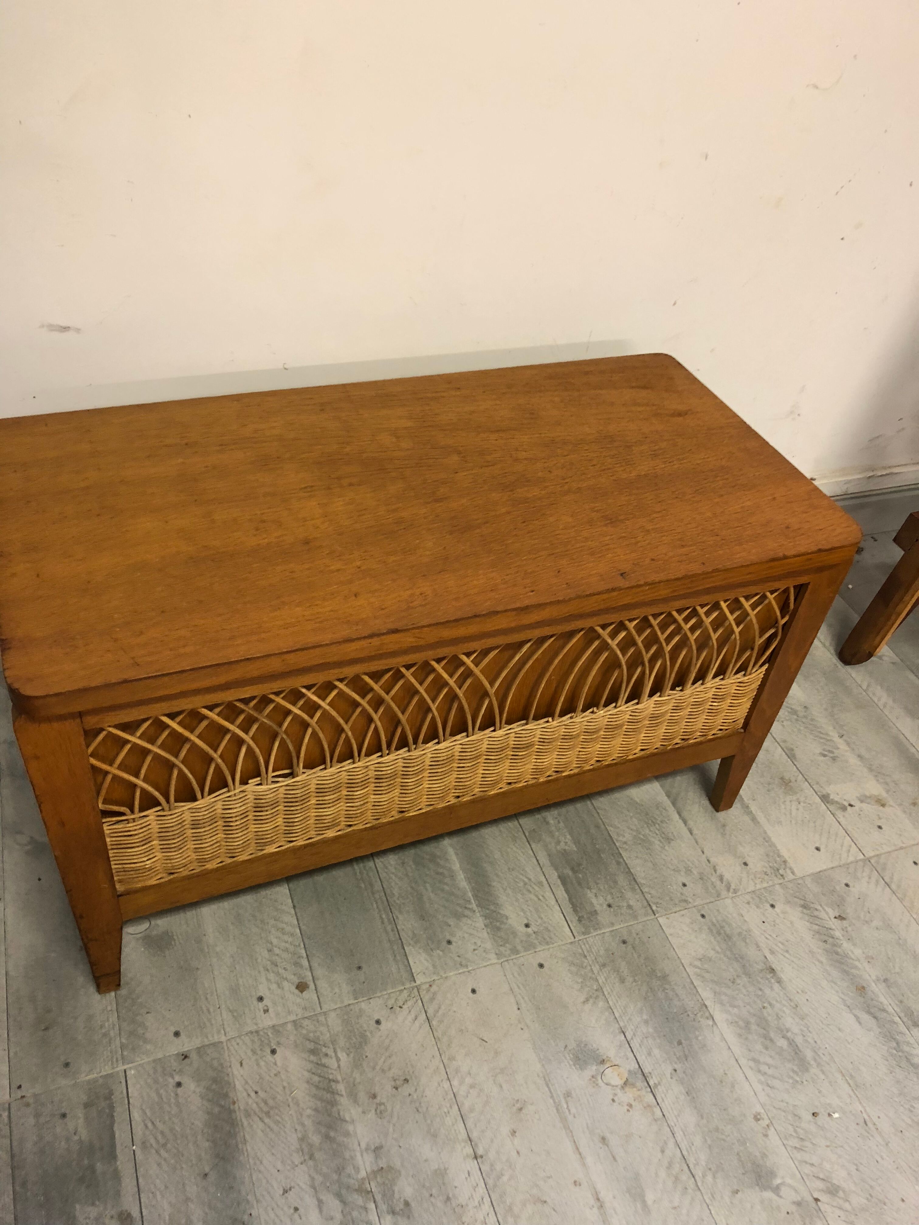 Storage box wood and rattan
