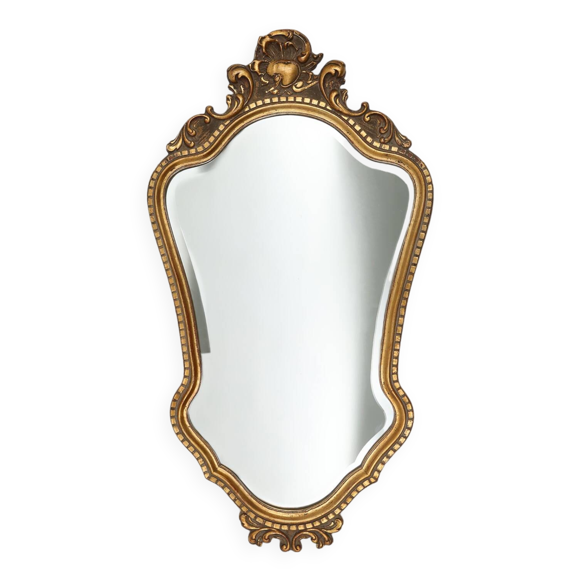 Baroque gilted wooden mirror, france 1950s