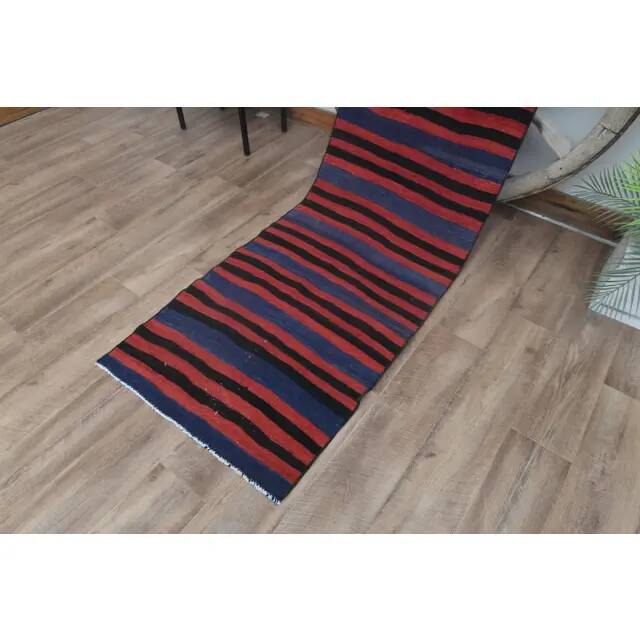 1970s Vintage Turkish Handmade Wool Cotton Pink Kilim Runner Rug 70x311