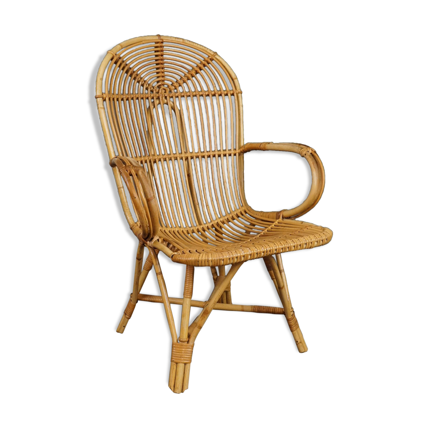 Rattan armchair with armrests by Rohé Noordwolde