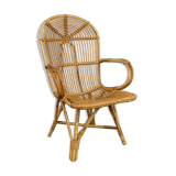 Rattan armchair with armrests by Rohé Noordwolde